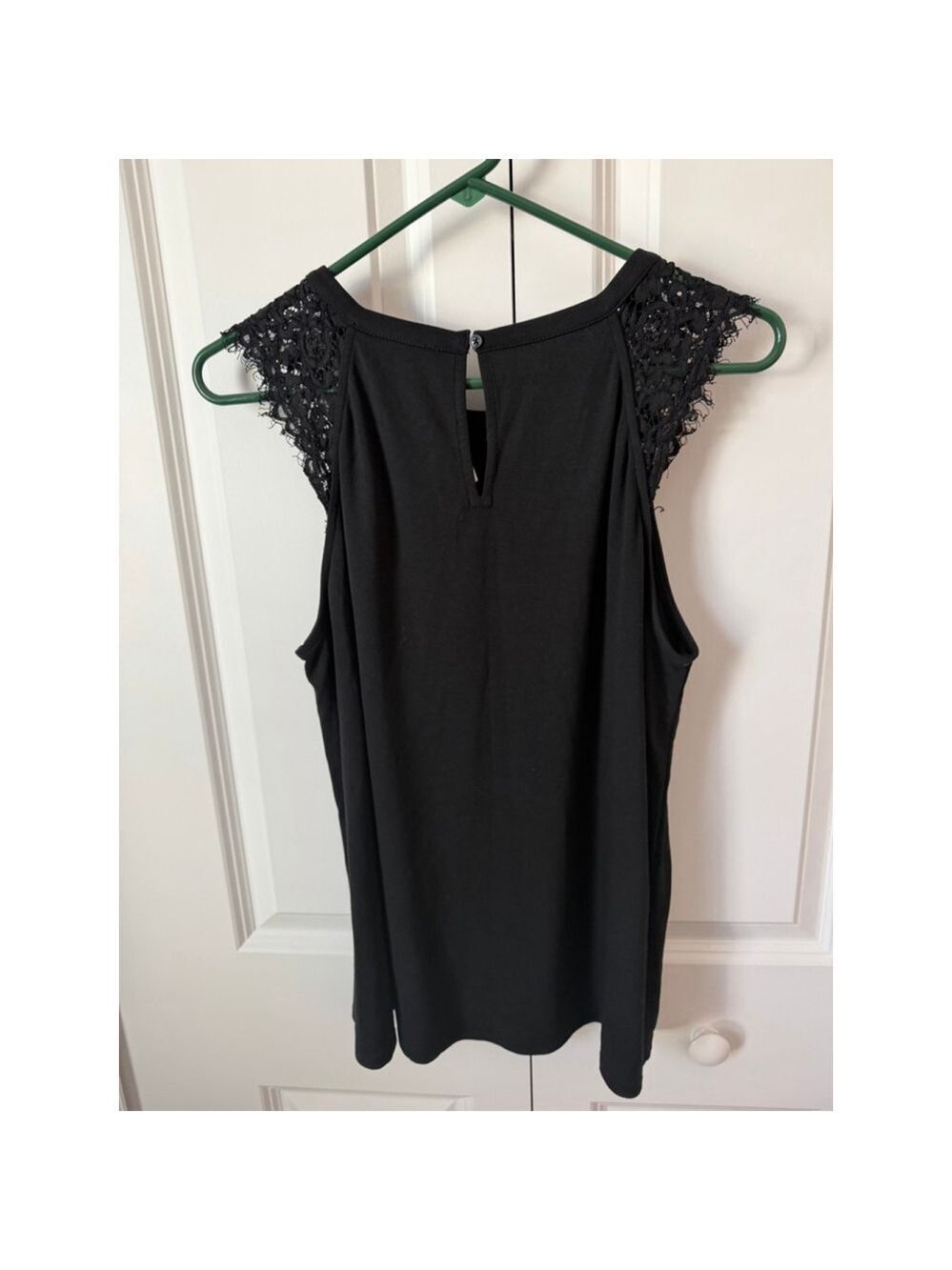 LOFT Black Lace Shoulder Tank Top L - Picture 2 of 6